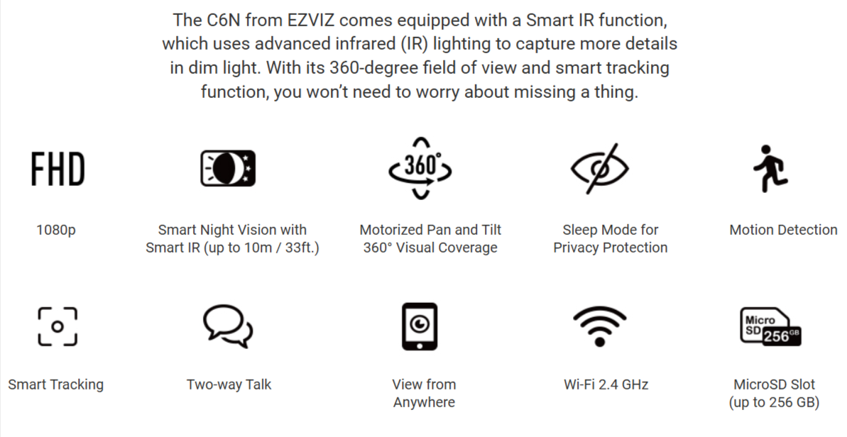 EZVIZ C6N Smart Wi-Fi Pan & Tilt Camera - LebanTIK