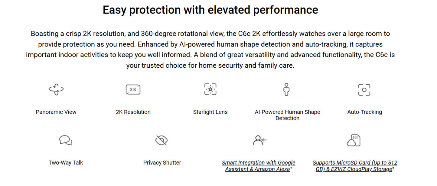 EZVIZ C6 2K Smart Home Pan & Tilt Camera - LebanTIK
