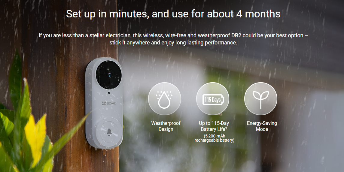Ezviz DB2C Wire-Free Video Doorbell with Chime - LebanTIK