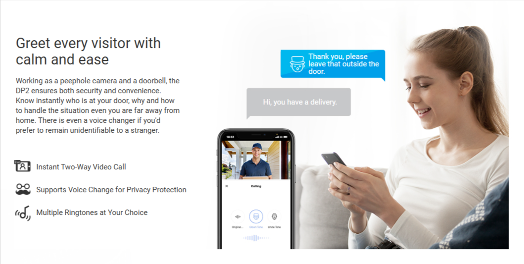 EZVIZ DP2 - Wire-free Peephole Doorbell - LebanTIK