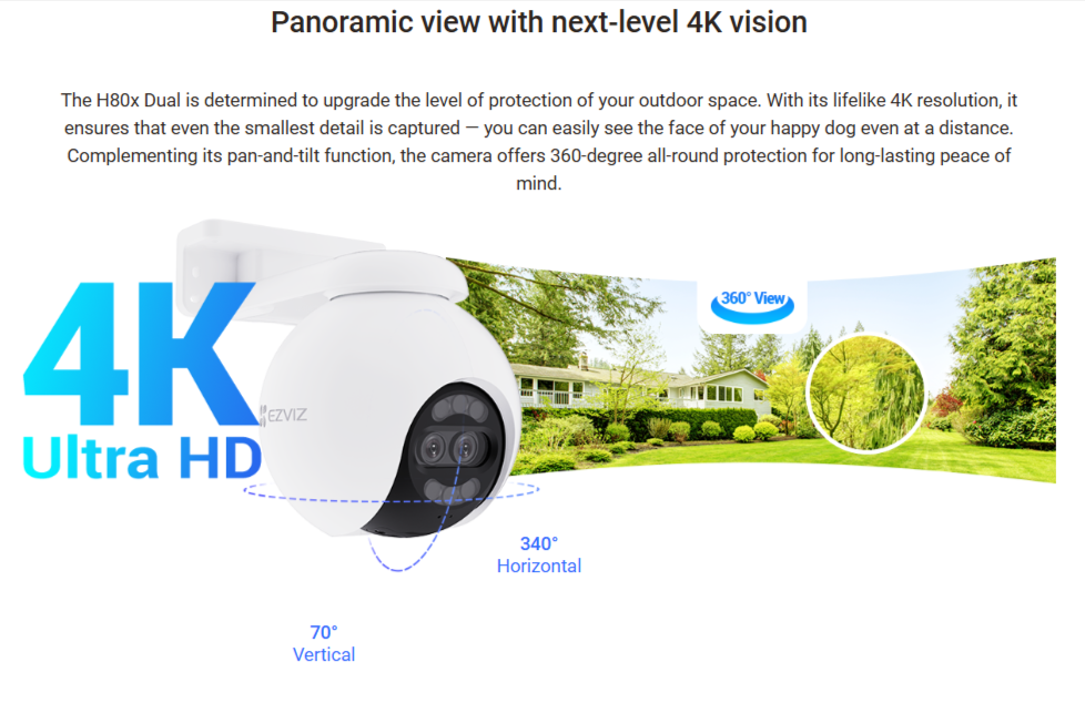 EZVIZ H80x Dual-Lens Pan & Tilt Wi-Fi Camera - LebanTIK
