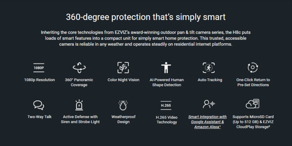 EZVIZ H8c 2MP Pan & Tilt Wi-Fi Camera - LebanTIK