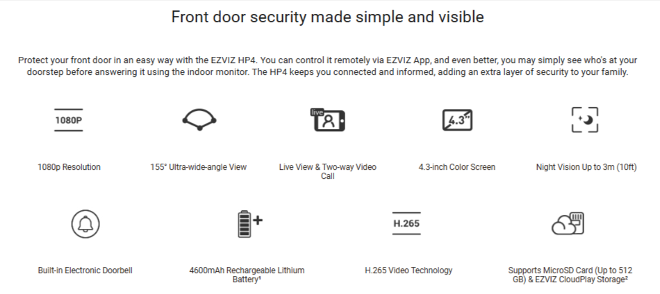 Ezviz Wire-free Peephole Doorbell HP4 - LebanTIK