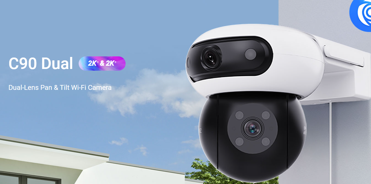 EZVIZ C90 Dual 2K⁺ Dual-Lens Pan & Tilt Wi-Fi Camera – AI Detection, 360° Coverage & Color Night Vision