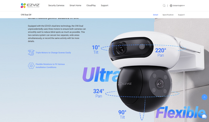 EZVIZ C90 Dual 2K⁺ Dual-Lens Pan & Tilt Wi-Fi Camera – AI Detection, 360° Coverage & Color Night Vision