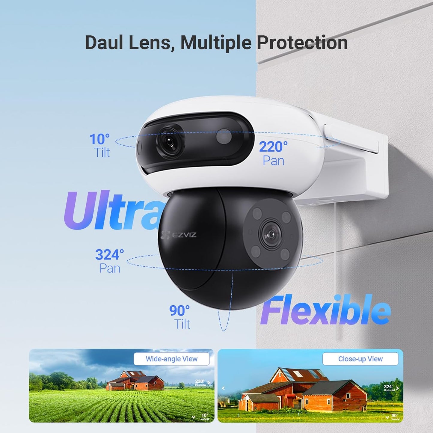 EZVIZ C90 Dual 2K⁺ Dual-Lens Pan & Tilt Wi-Fi Camera – AI Detection, 360° Coverage & Color Night Vision