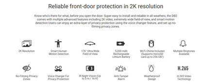 Ezviz DB2C Wire-Free Video Doorbell with Chime - LebanTIK