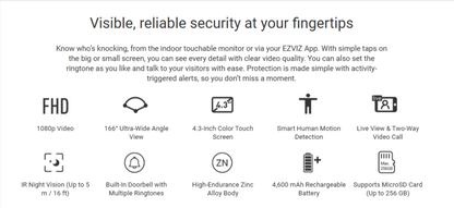 EZVIZ DP2 - Wire-free Peephole Doorbell - LebanTIK