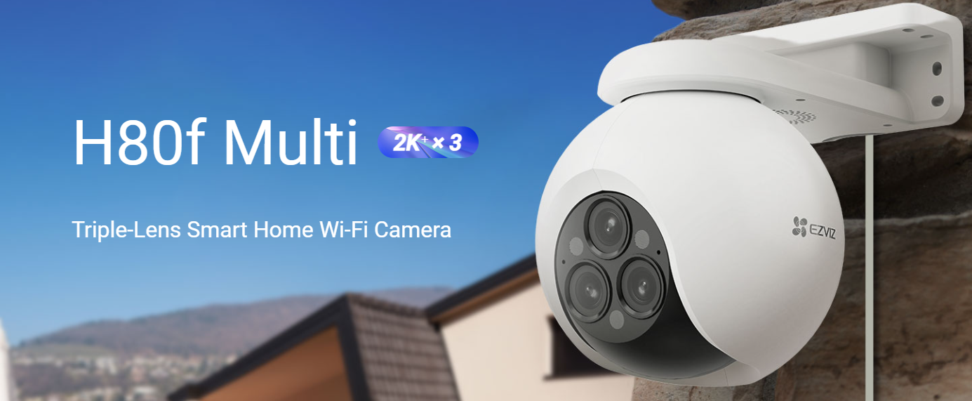 EZVIZ H80f Multi 2K⁺ Triple-Lens Outdoor PTZ Camera – 12× Zoom, AI Detection, Color Night Vision